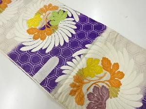 アンティーク　霞に葉模様織出し袋帯（材料）